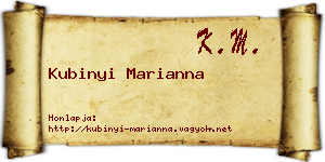 Kubinyi Marianna névjegykártya